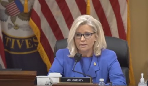 US Representative Liz Cheney (R-WY) addresses the January 6 committee's first prime-time hearing. Public domain.